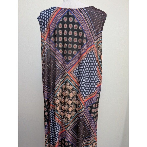 Roaman’s Plus Size 26/28 2X Patchwork Print Sleeveless Maxi Dress Boho Style - Picture 4 of 8